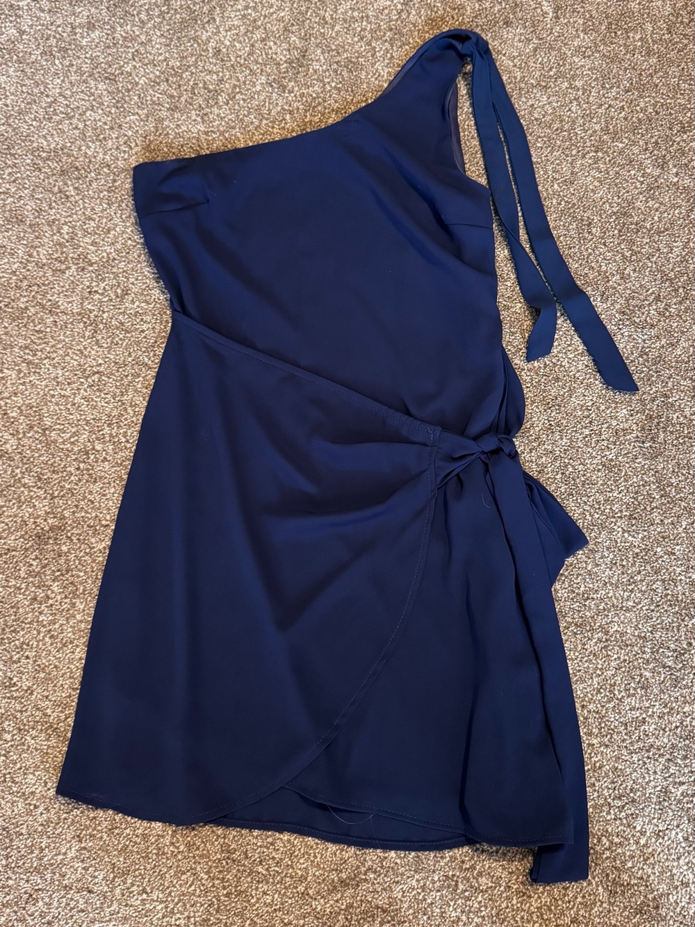 Lucy in the Sky One-Shoulder Navy Wrap Dress